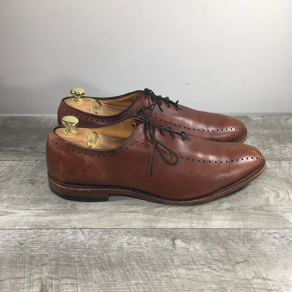 Allen Edmonds Hastings Chilli Burnished Brown Leather Mens Oxfords Shoes Size 12
